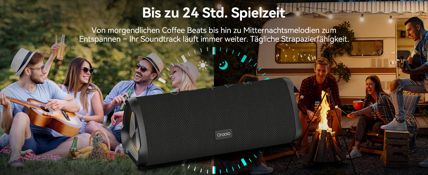Портативна Bluetooth-колонка Oraolo, бездротова музична система, чорна