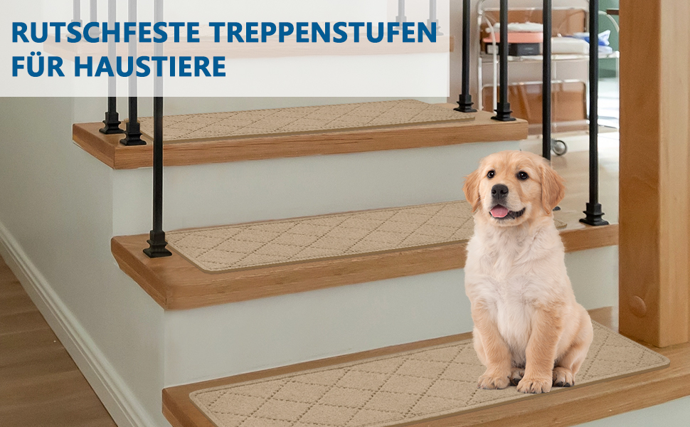 Килимок на сходинки, антиковзаючі, 20x76 см (15 шт), килимки на сходи, багаторазовий клей для всіх чистих, гладких сходів, захист сходинок для дітей, (Бежевий)