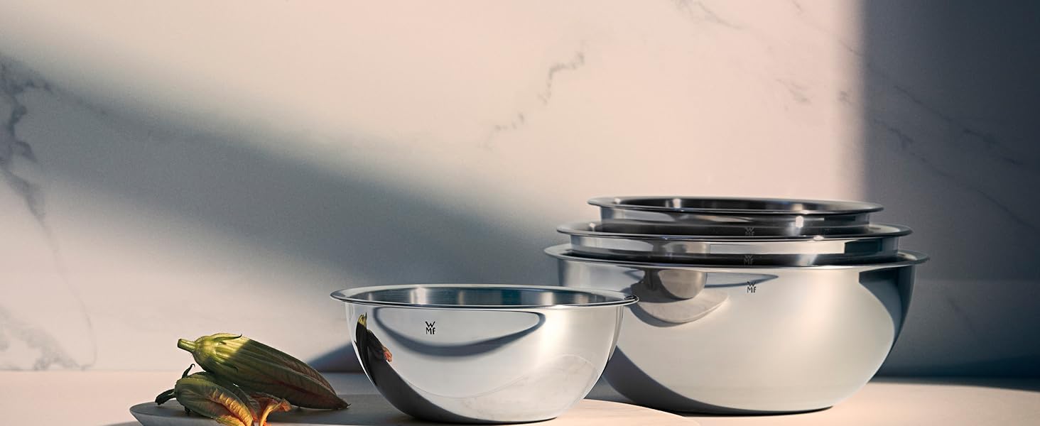 Набір кухонних мисок WMF Function Bowls, 2 шт, 22 і 24 см, з нержавіючої сталі Cromargan, багатофункціональні: для змішування, салату, сервірування, штабельовані