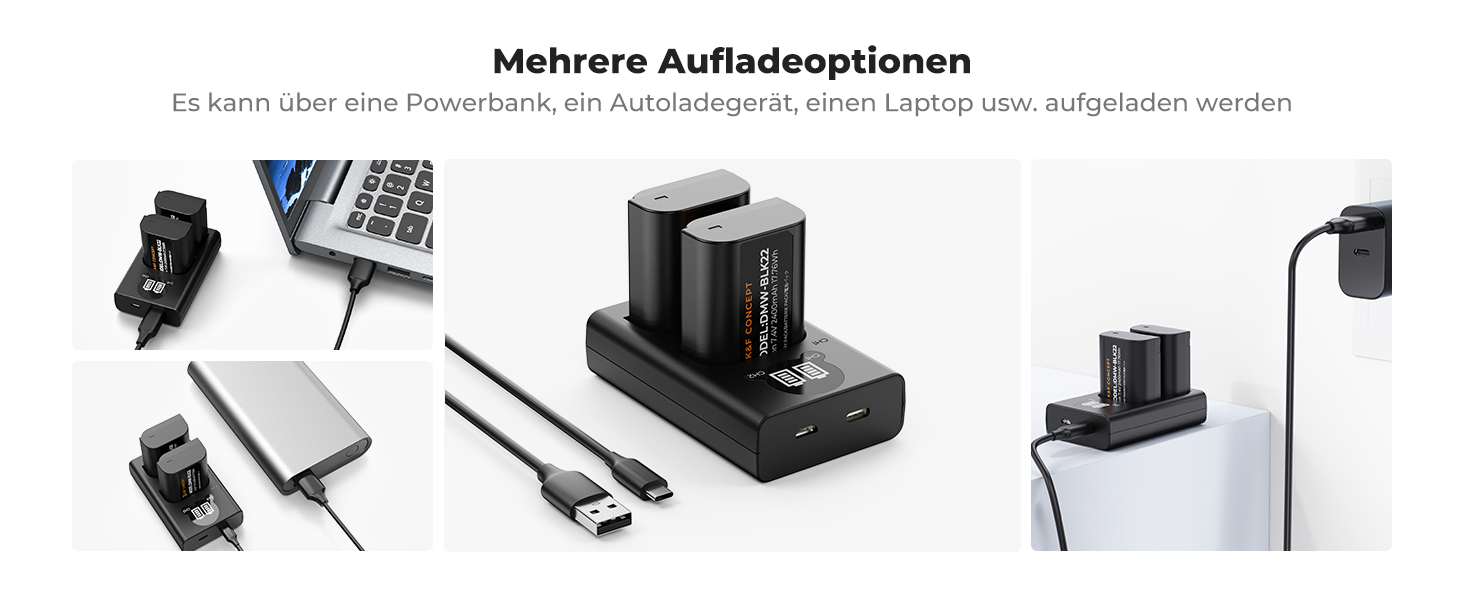 Запасний акумулятор K&F CONCEPT DMW-BLK22 (2 шт) з LCD зарядним пристроєм для Panasonic Lumix DC-S5, DC-S5 II, DC-S5 IIX, GH5 II, GH6, S5II, S5M2, GH5M2