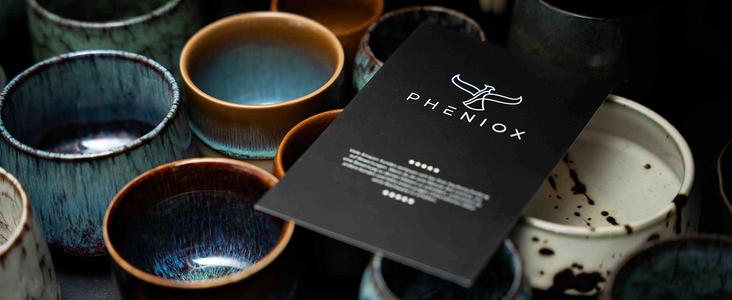 Набір чашок для еспресо Pheniox Tibet Mini (5 шт., 100 мл) | Без ручки, з кераміки, для кави, мокки, спецій | Посуд для подарунка