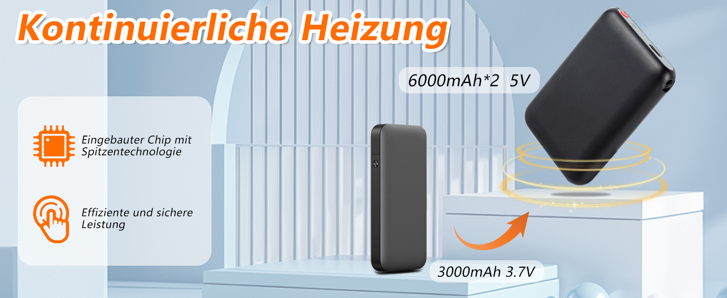 Грілки для рук жіночі та чоловічі з акумуляторами 6000mAh, 3 режими, водонепроникні, сенсорні, для катання на лижах, піших прогулянок та велоспорту (L)