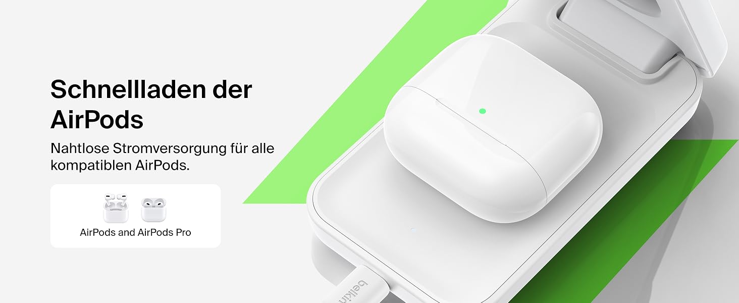 Зарядна станція Belkin UltraCharge 3 в 1 з Qi2.2, 25W, сумісна з MagSafe, для iPhone, Apple Watch, AirPods, Pixel, з адаптером 45W