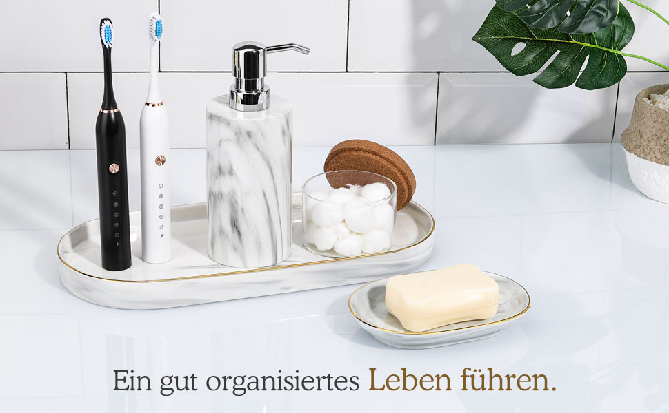 Підставка для мила Luxspire з кераміки, антиковзна, білий мармур, для ванної кімнати, душу та кухні