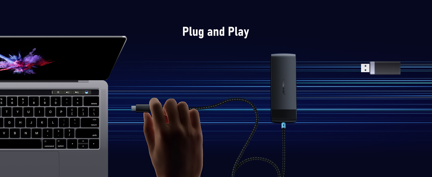 Lemorele USB-C док-станція: 4K HDMI, 4x USB 3.0/2.0, 100W PD, SD/TF, USB-C 3.0 - для MacBook, Dell, HP, Lenovo, Asus