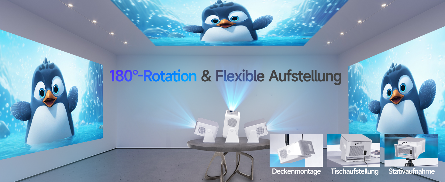 Проектор Alwtniet Mini Beamer 4K 8K з Android 14, WiFi 6, Bluetooth 5.4, Автофокус та Автокорекція, 180° поворот, для домашнього кінотеатру, HY350MAX