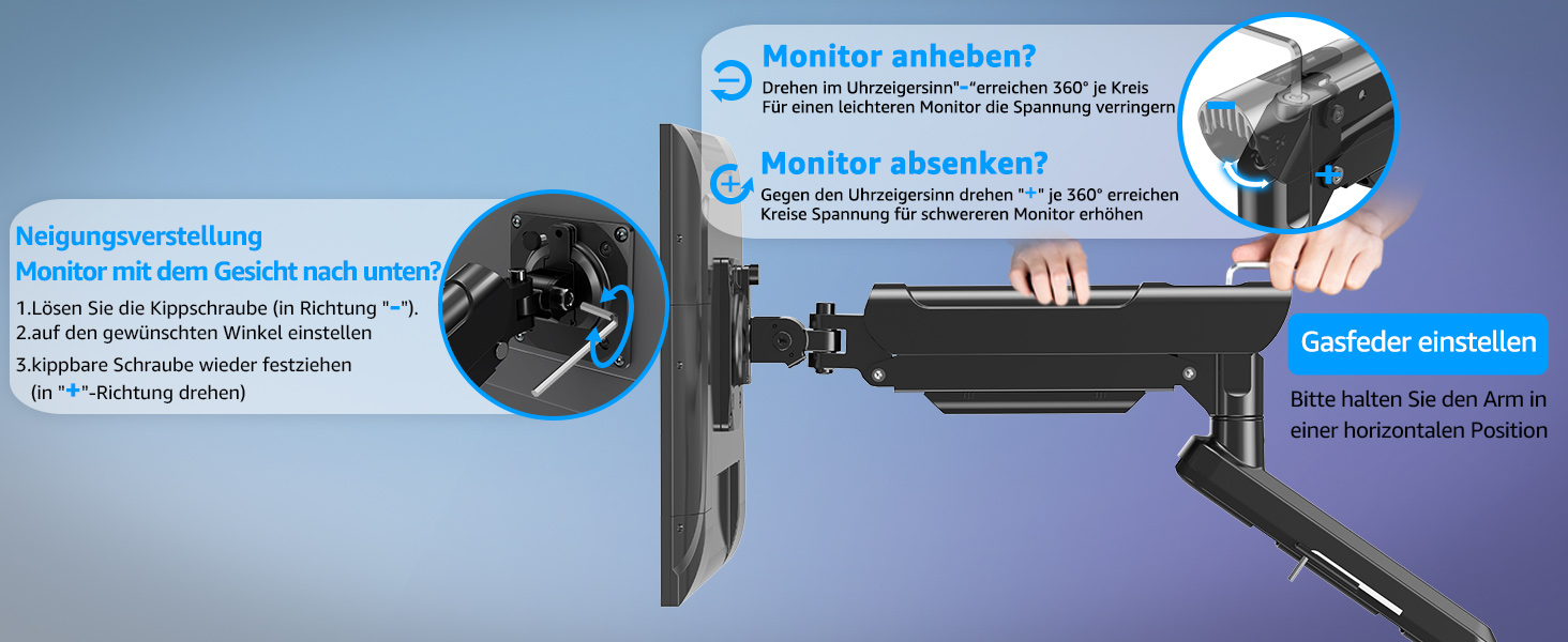 Тримач для монітора ELIVED EV6012W для 2 моніторів (13-32 дюйми), чорний, VESA 75/100mm, газ-амортизатор, регульований