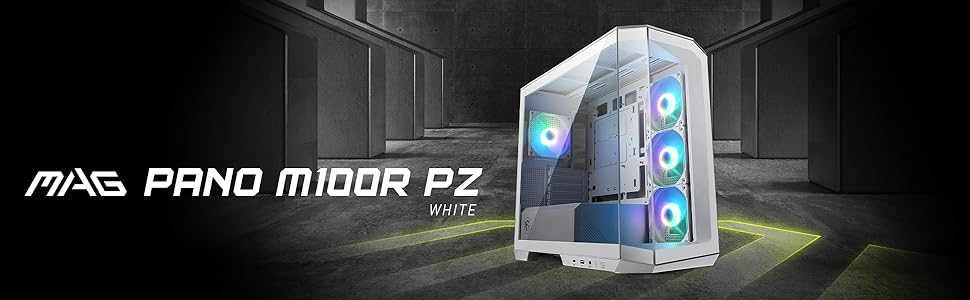 Корпус ПК MSI MAG PANO M100R PZ White ATX з підтримкою GPU-стійка, індикатором рівня заповнення, фільтрами від пилу та USB Type-C (20Gbps)
