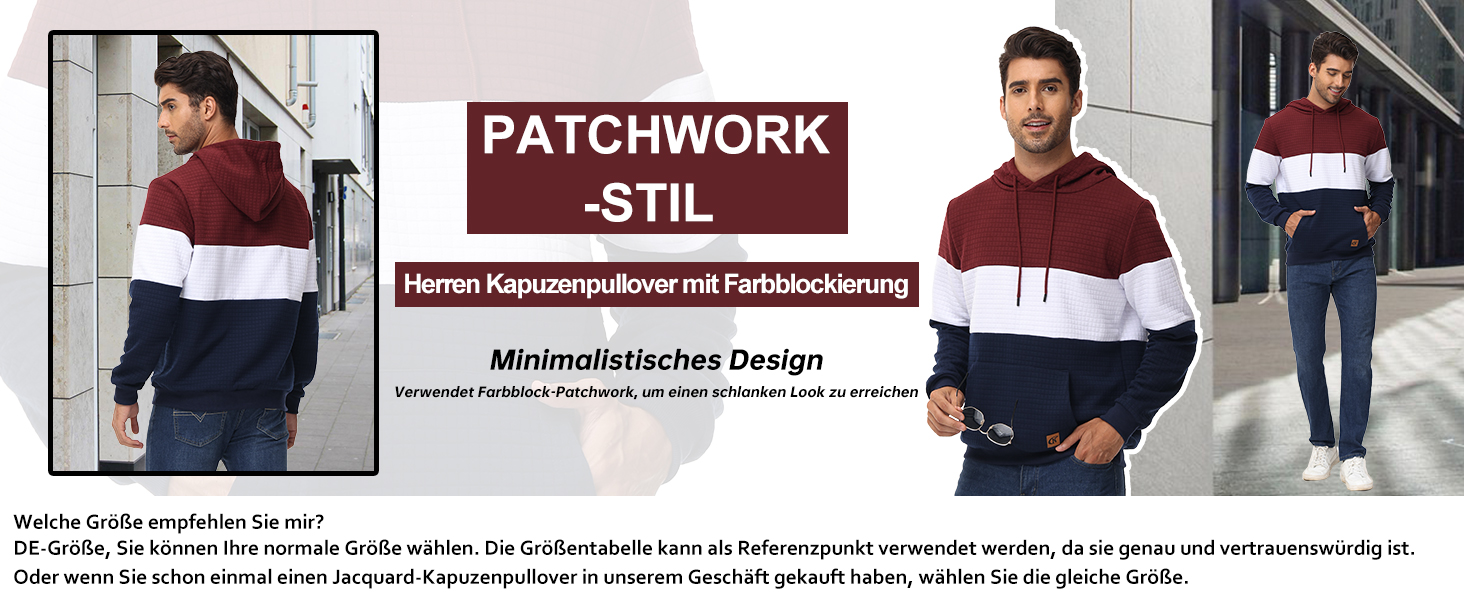 Чоловічий худі YuKaiChen з па́тчворком, великі рукави, капюшон, кольоровий, з кишенями, оливковий/білий/хакі