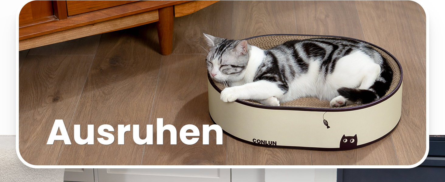 Кігтеточки для котів Conlun 2 в 1: овальні кігтеточки-ліжка, з мискою, з гофрокартону (43x33x10 см)