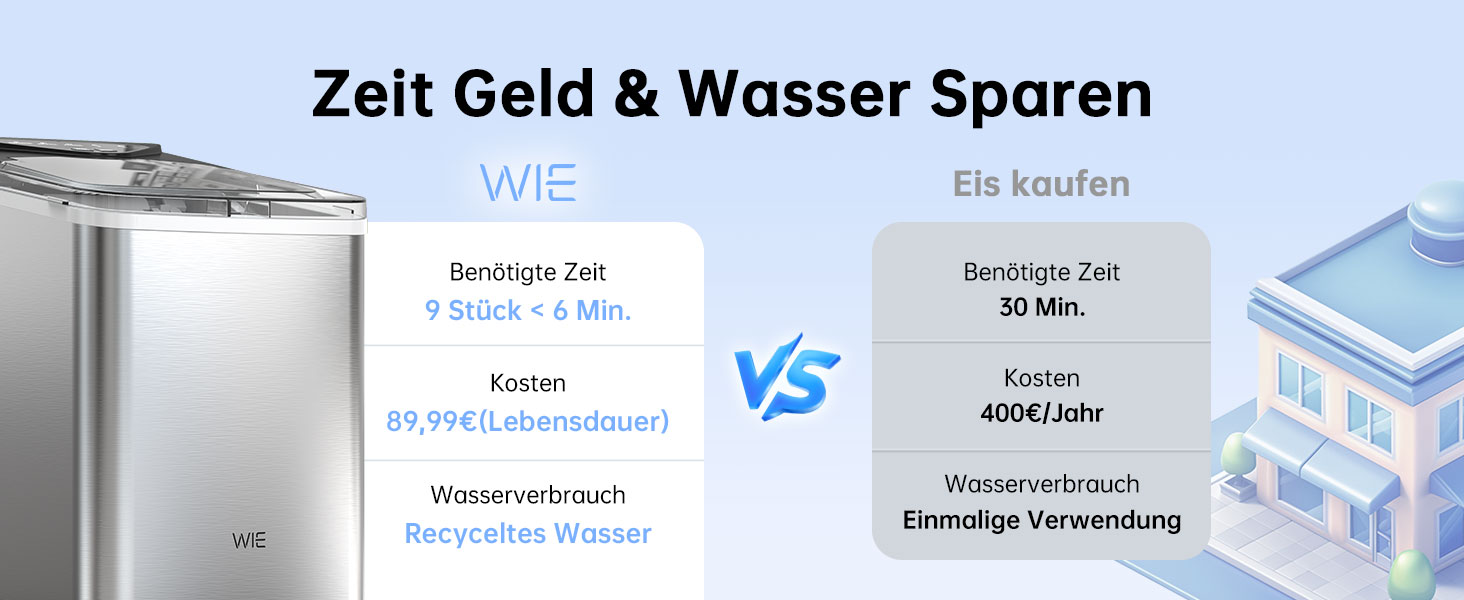 Машина для приготування льоду WIE 1.3L, 9 кубиків за 6 хвилин, тиха, самоочисна, для кухні, офісу, бару, вечірки (срібляста)