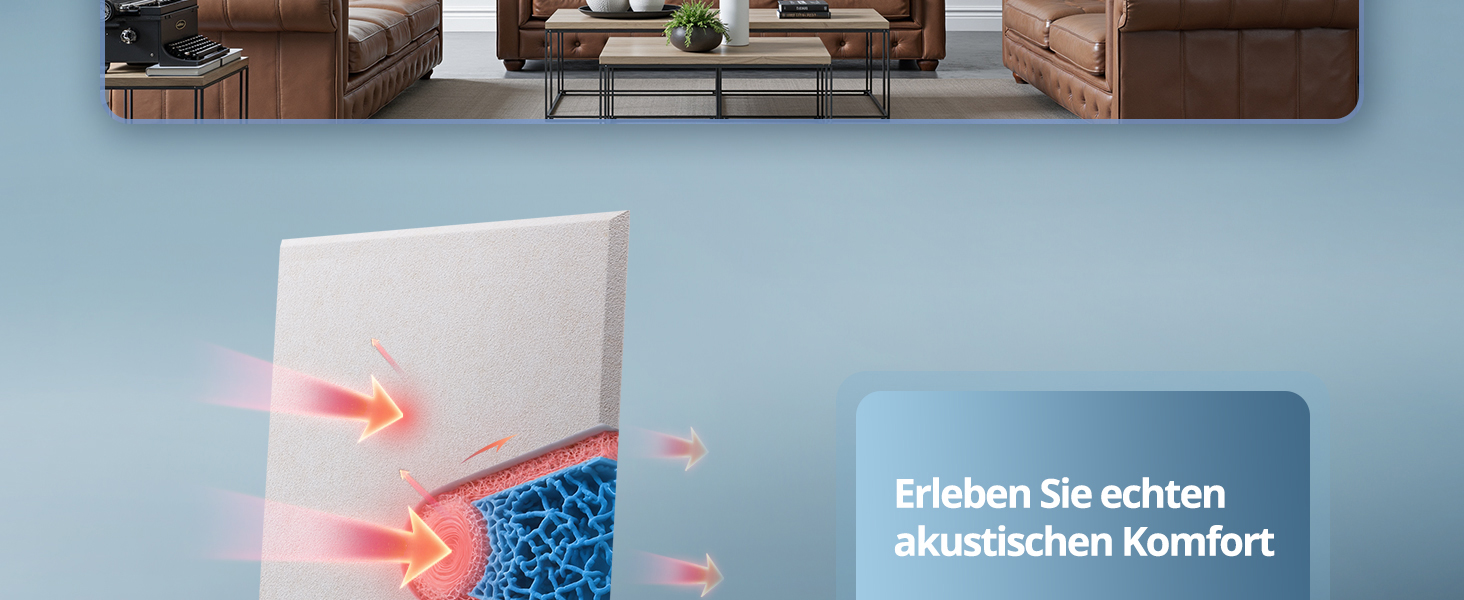 Акустичні панелі для шумоізоляції стін прямокутні, самоклеючі панелі з високою щільністю для звукопоглинання та декору, 30x40x0.9 см, 12 шт, колір верблюжий