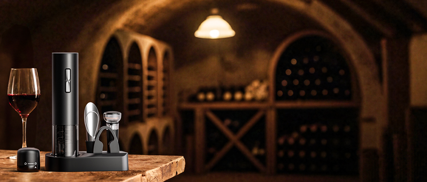 Електричний відкривачка для вина GHB 6-в-1 з USB-зарядкою, різець фольги, виливає вино та вакуумний затвор - ідеальний подарунок для поціновувачів вина (8-в-1)