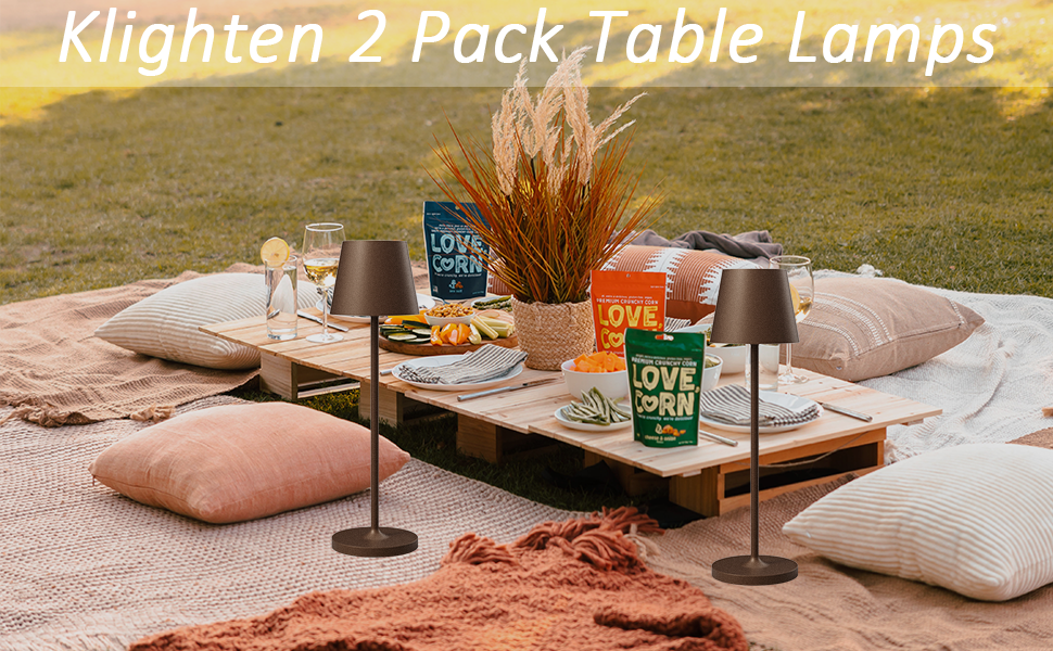 LED акумуляторні настільні лампи Klighten (2 шт.), диммування, для дому та вулиці, USB-зарядка, 3000K, рожевий, IP54, алюміній