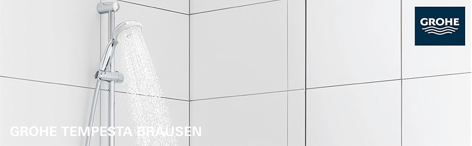 Grohe Tempesta 100 Shower and Shower System, Chrome, 27597001 (Shower rod set 900mm, 3 spray patterns, Chrome)