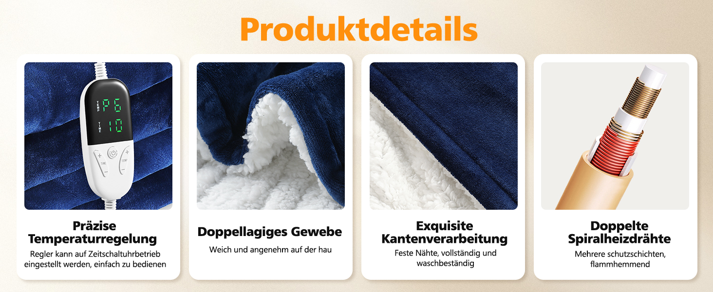 Електрична ковдра OneAmg з таймером та пультом керування, 155x180 см, 6 режимів нагріву, блакитна