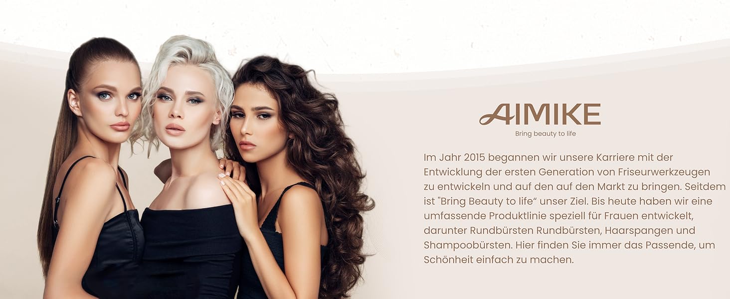 Кругла щітка для волосся AIMIKE 53 мм з щетиною кабана для сушіння, укладання та створення об'єму