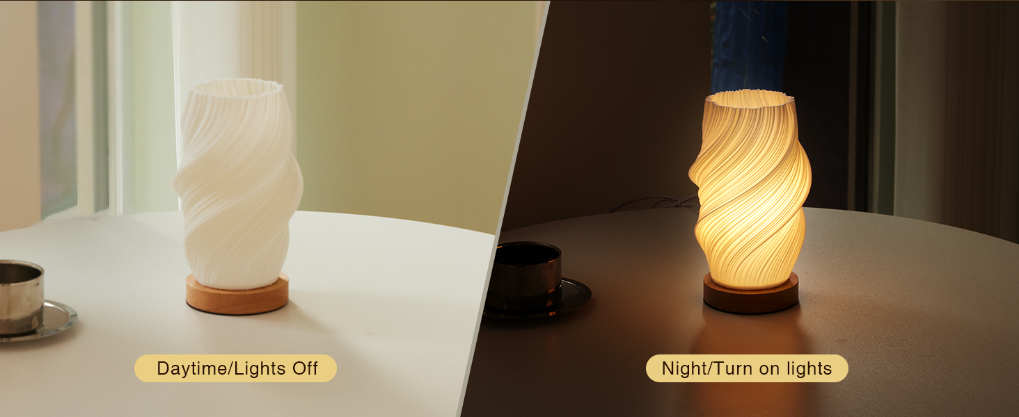 Стійлова лампа Dawnwake для спальні та вітальні, дерев'яний цоколь, LED-освітлення