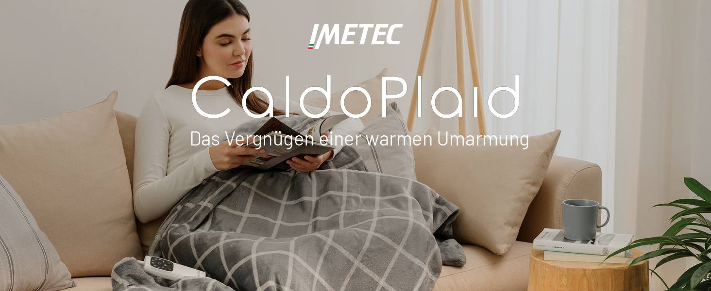 Електрична ковдра Imetec Adapto Velvet Square - 150x95 см, тепла та м'яка, 6 температур, швидкий нагрів, безпечна, пральна