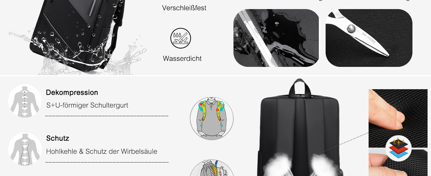 Рюкзак для ноутбука FANDARE: чоловічий/жіночий, для роботи, подорожей, навчання. USB-порт, багатоколірний, для бізнесу, роботи, відпочинку, активного відпочинку.