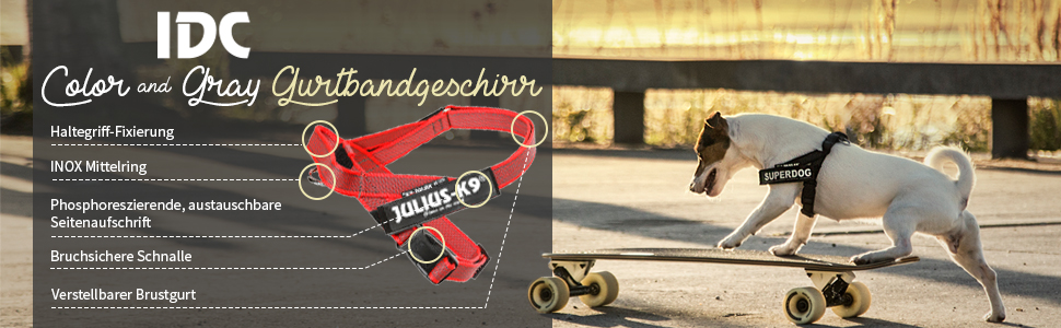 Шлейка Julius-K9 IDC® Color & Gray® чорно-сіра S / Mini