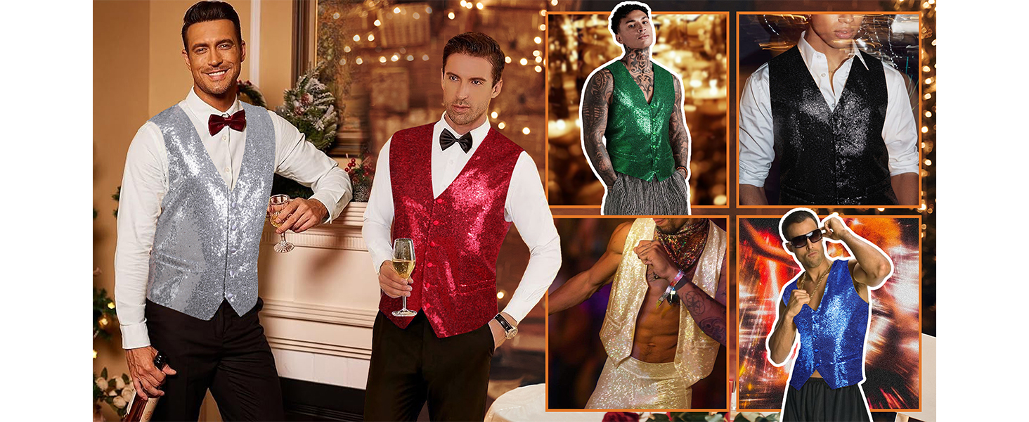 Блакитна жилетка для чоловіків Barry.Wang з паєтками, метеликом, комплект, блискуча, для вечірок, фестивалів, дискотек, випускного, XL