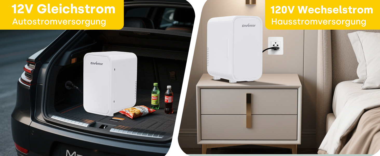 Mini холодильник Enventor 6L: портативний, для авто, кімнати, косметики, фруктів та напоїв (білий)