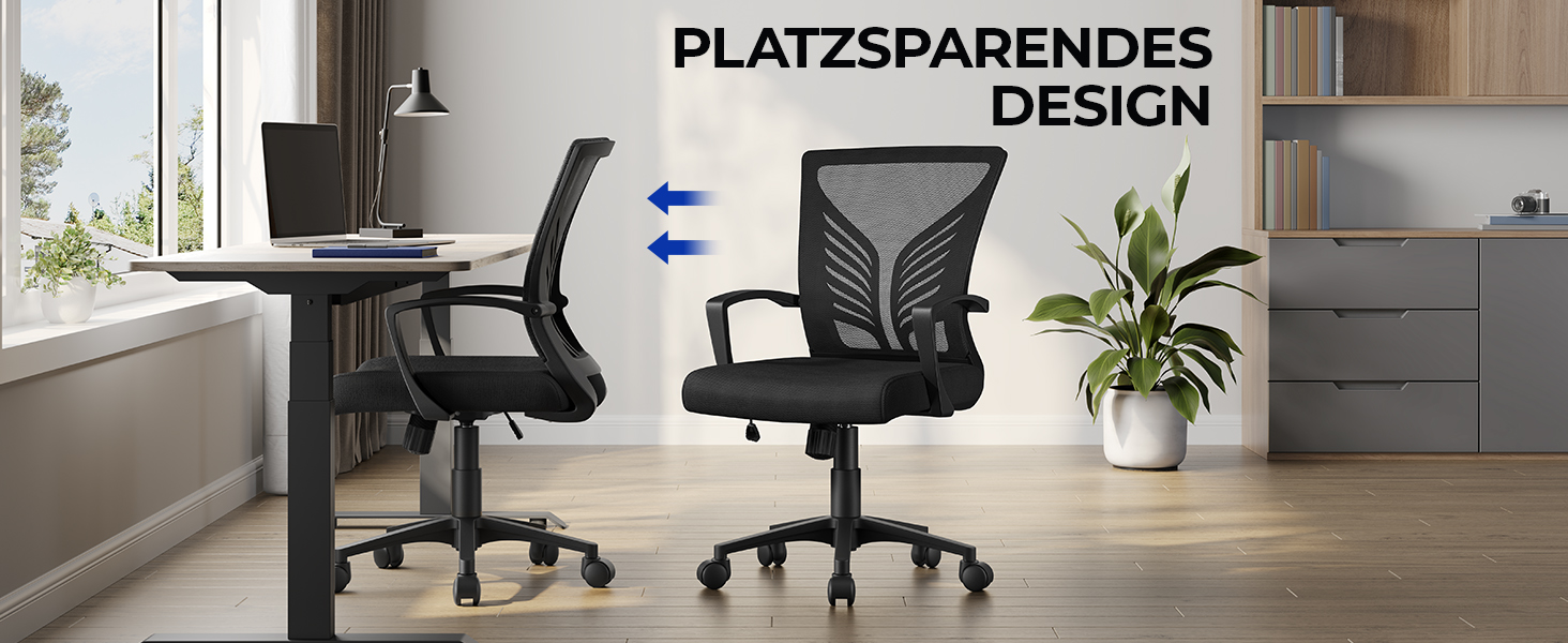 Ергономічне крісло Yaheetech для офісу та дому: регульоване, з підлокітниками, чорне