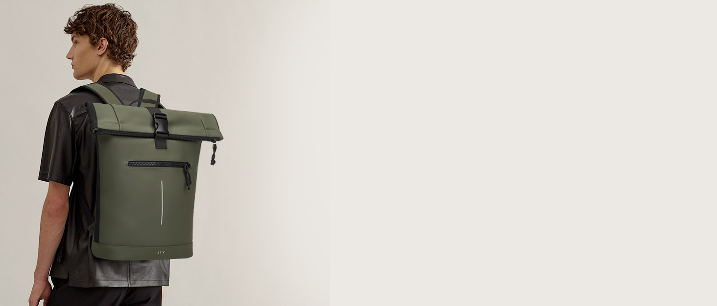 Чорний рюкзак YTL Rolltop з відділенням для ноутбука 17 дюймів. Ідеальний для подорожей, школи, університету, велопоїздок.