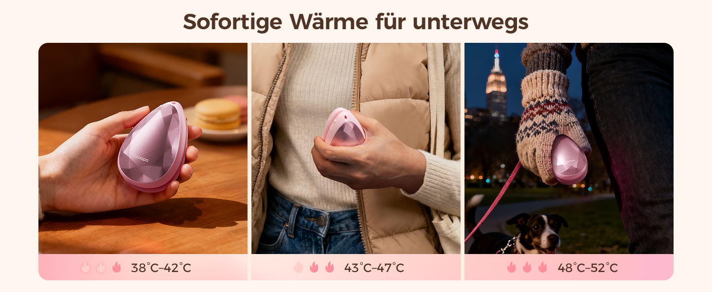 Електричні грілки для рук OCOOPA 2 шт., стильні, у формі діаманта з магнітом, акумуляторні, для жінок, подарунок на Новий рік, для Рейно, туризму, кемпінгу