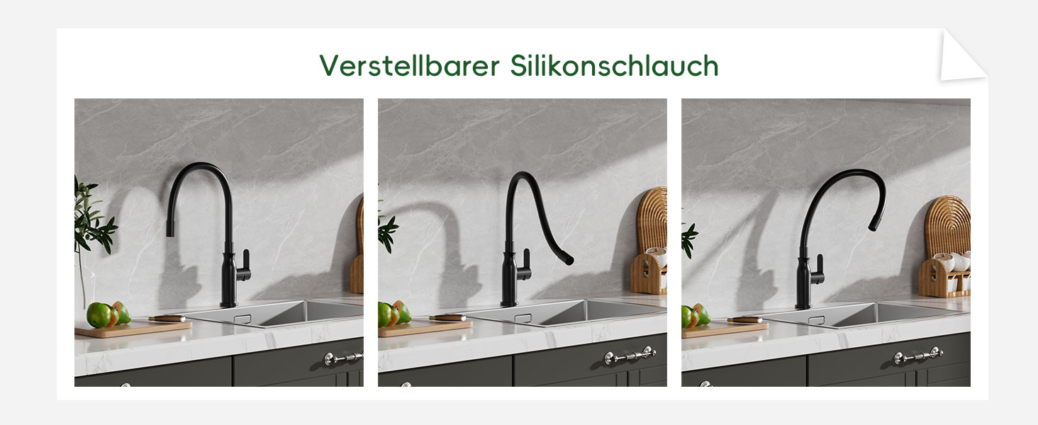 Кран кухонний APPASO 3-х ходовий чорний, 3 в 1 з фільтром, 360° поворотний, 2 ручки, нержавіюча сталь, низький тиск