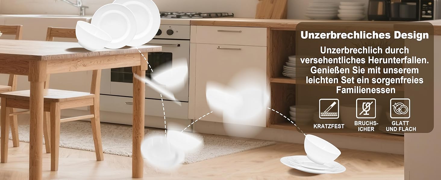 Набір посуду 12 шт. – 36 предметів, міцний, легкий, з мисками для каші 26 oz, десертними та обідніми тарілками 10,5 дюймів, придатний для миття в посудомийній машині, багаторазовий, подарунок для дому, для щоденного використання, посуд білий