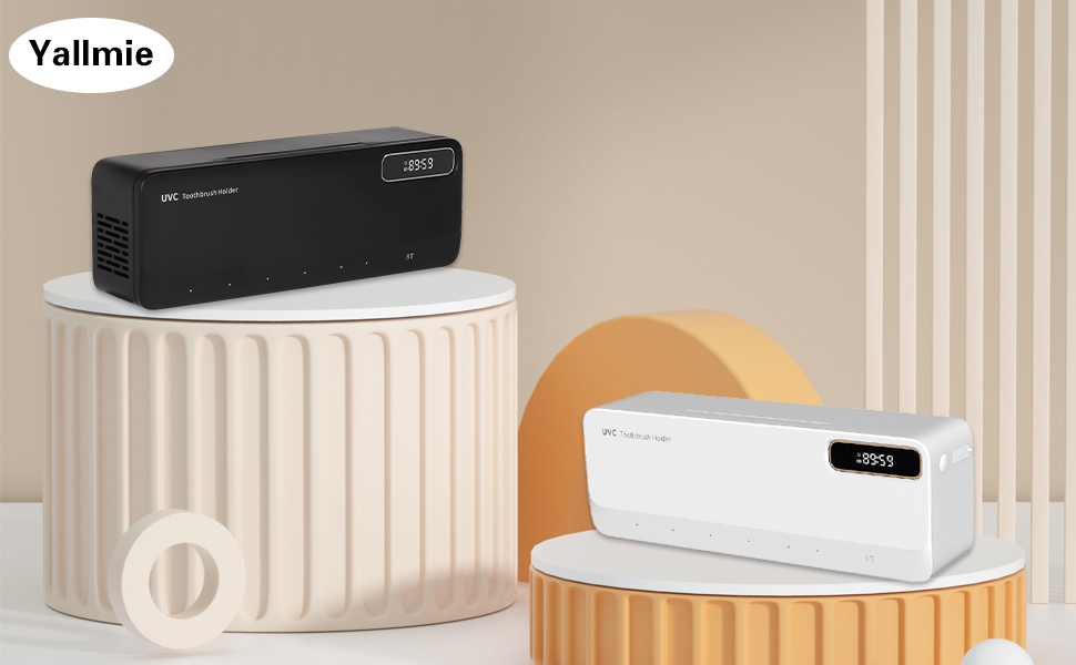 UV-стерилізатор для зубних щіток з тримачем на 6 щіток, сушінням, USB-зарядкою, настінний, 3 режими, білий