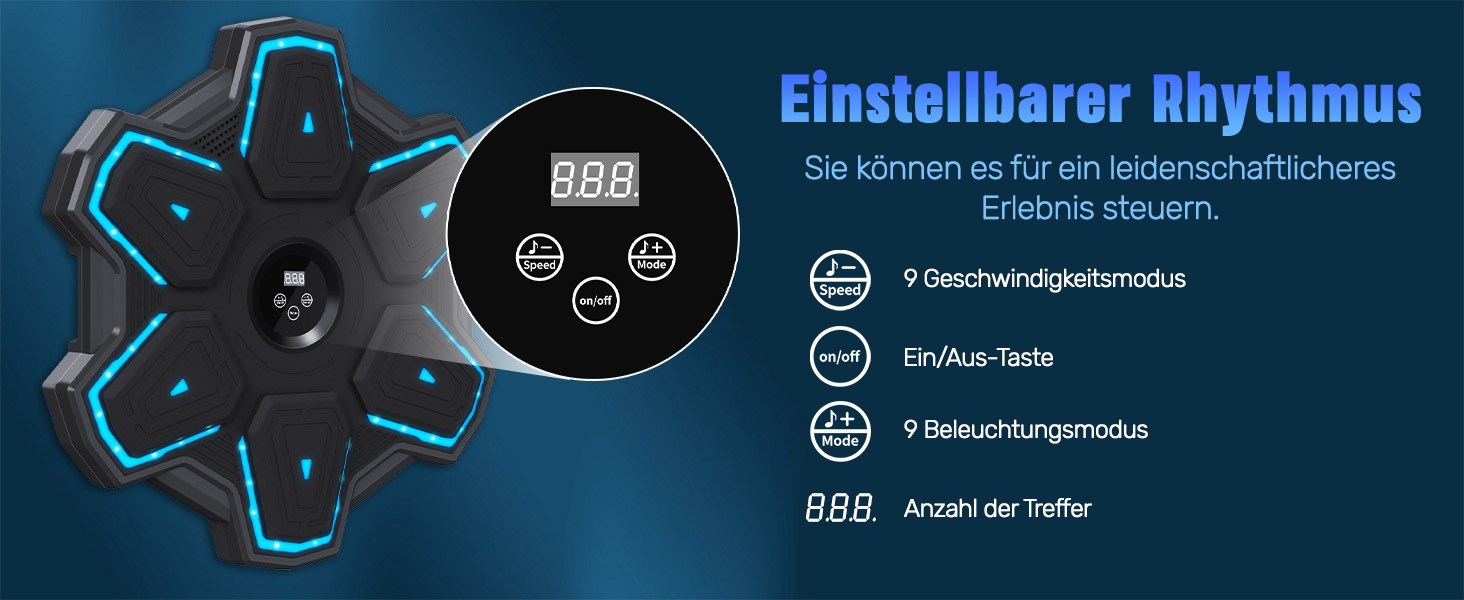 Sema Music Boxing Machine - Bluetooth LED Punching Target for Home Fitness Training