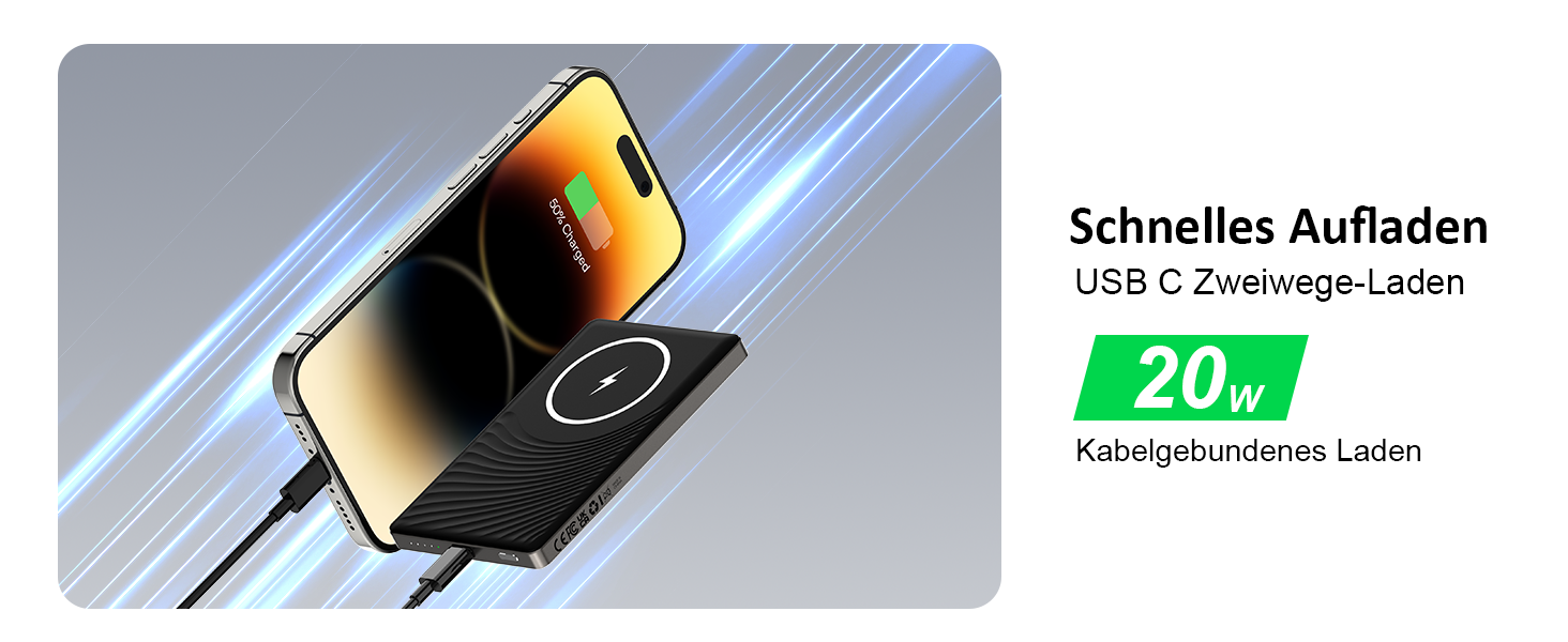 Power Bank Dbasne Магнітний 5000mAh з PD 20W та QC 3.0 для iPhone 16/15/14/13, USB-C, чорний