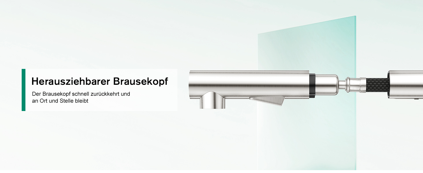 Кухонний змішувач CREA з висувною лійкою та 2 режимами струменя, поворотний на 360°, з нержавіючої сталі, матовий, для кухні