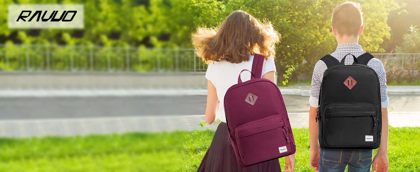 Шкільний рюкзак RAVUO для підлітків, легкий рюкзак для дівчат, денний рюкзак, повсякденна шкільна сумка для університету, школи, подорожей, роботи, бургундський, червоний