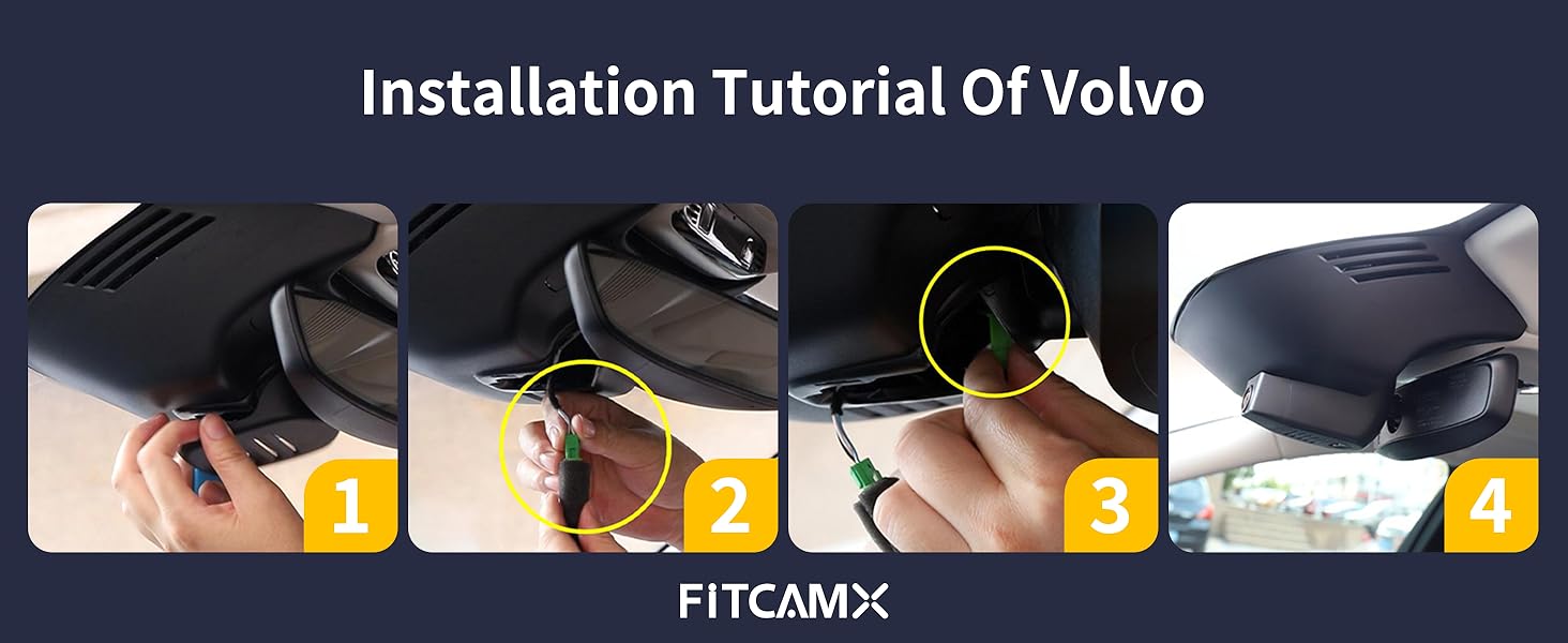 Відеореєстратор FITCAMX для Volvo XC60/S90/V90 (2022-2026) 4K UHD, подвійний (перед/зад), WiFi, G-сенсор, 128GB карта