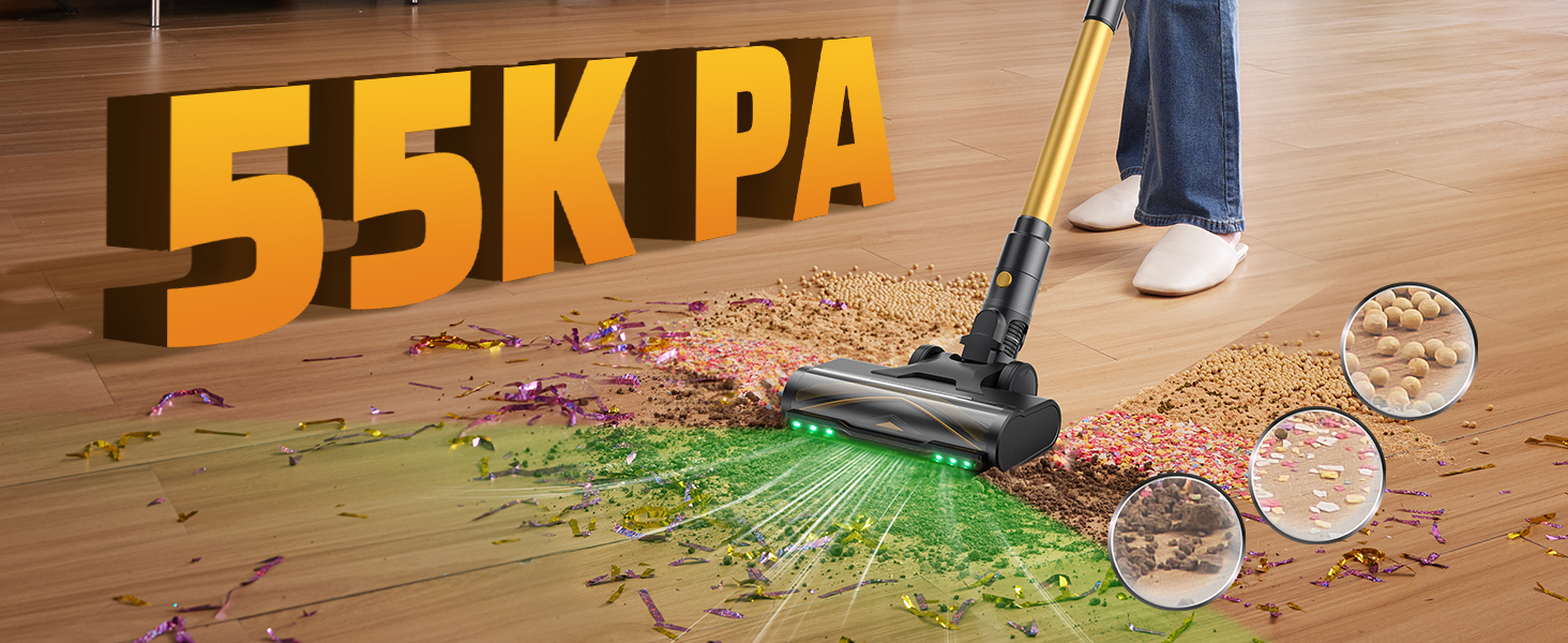 Бездротовий пилосос Proscenic P15: 55KPa, 580W, 70 хв, LED дисплей, антизаплутана щітка, фільтр GreenEye, для твердих поверхонь, килимів, шерсті тварин, авто