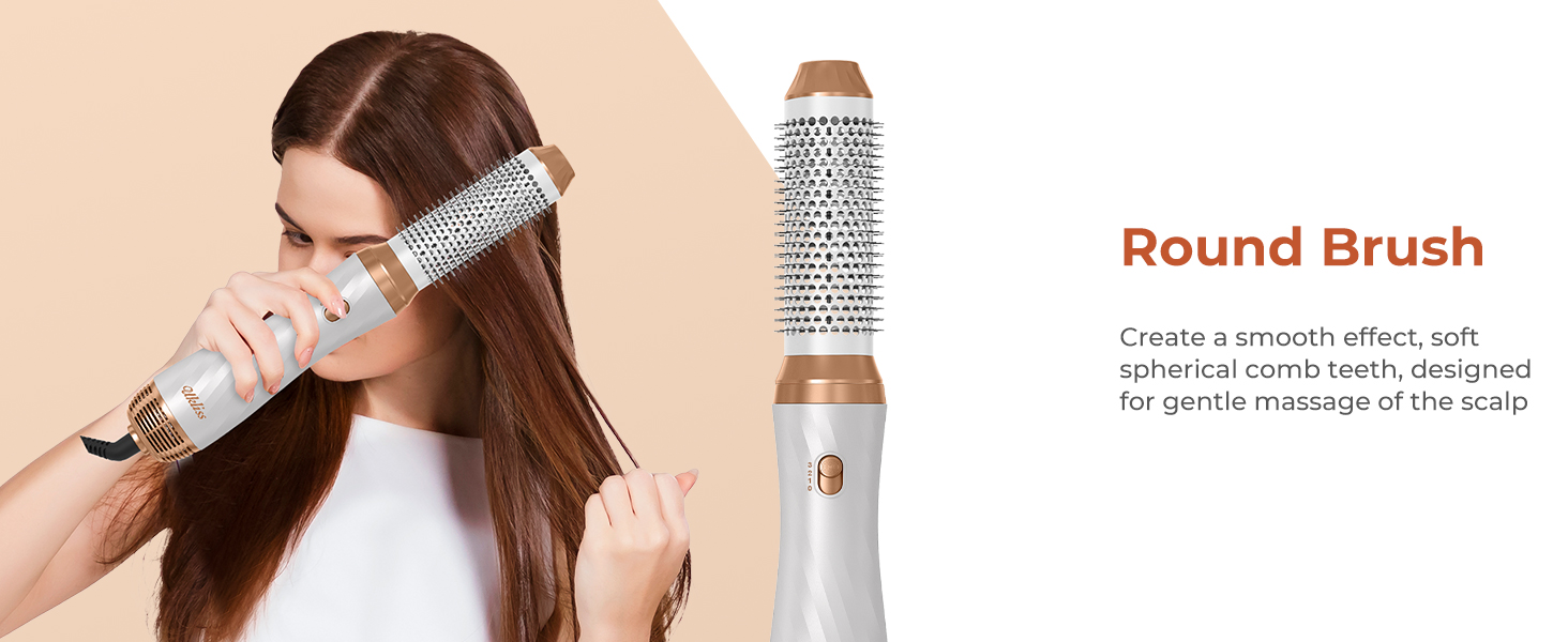 UKLISS 6-в-1 Стайлер для волосся з феном Pro, Набір для укладання волосся: плойка, випрямляч, фен, щітка для укладання, автоматична завивка, іонізація, Airbrush, подарунковий набір для жінок, блакитний (золотий)