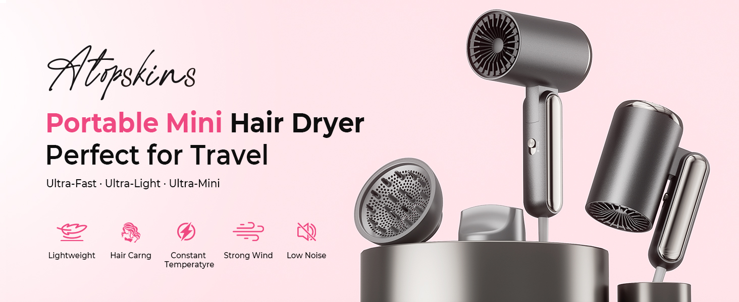 Набір для укладки волосся 6 в 1 Atopskins: фен-щітка, плойка, іонізація, 1000W (сірий)