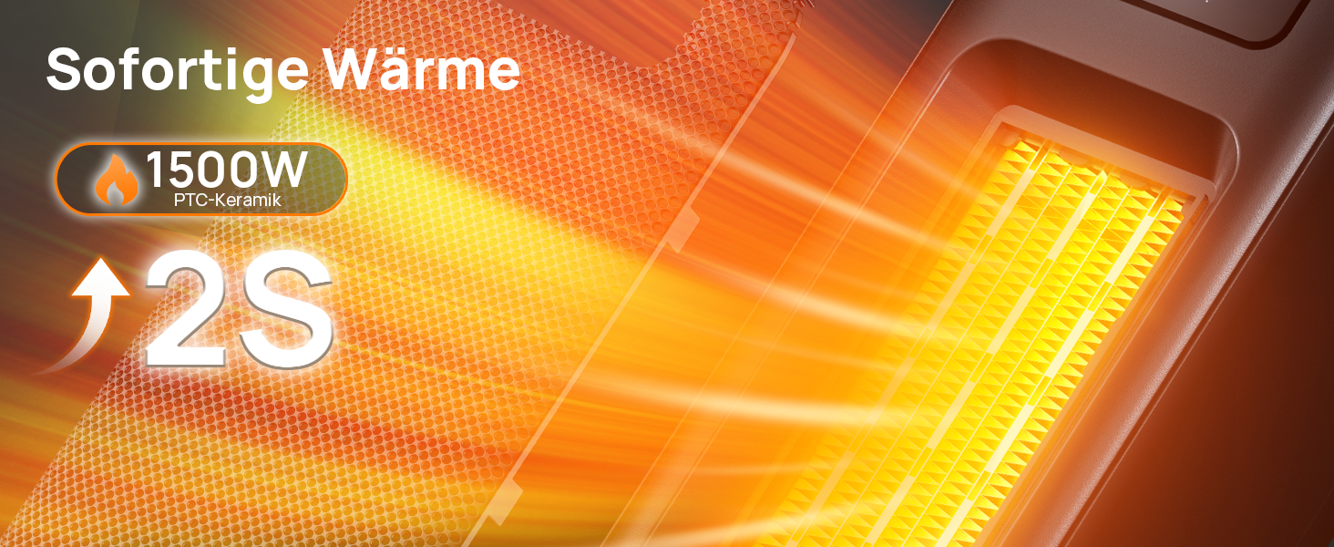 Електричний обігрівач PTC, 2000W, керамічний, тихий, з термостатом та пультом ДУ, ECO режим, 70° осциляція, таймер 12h, захист від перегріву та перекидання, чорний, 1 шт (40см)