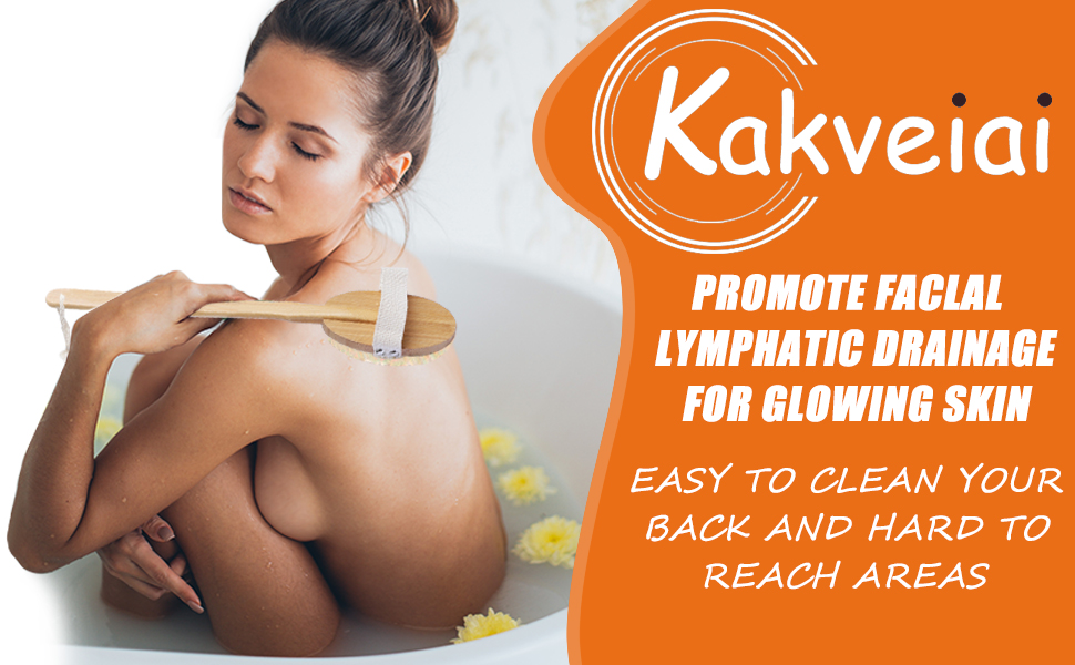 Щітка для тіла з довгим руків'ям, щітка для спини знімний руків'я, 2 насадки, для очищення тіла, скребок для спини в душі, натуральна щетина, Mango Largo