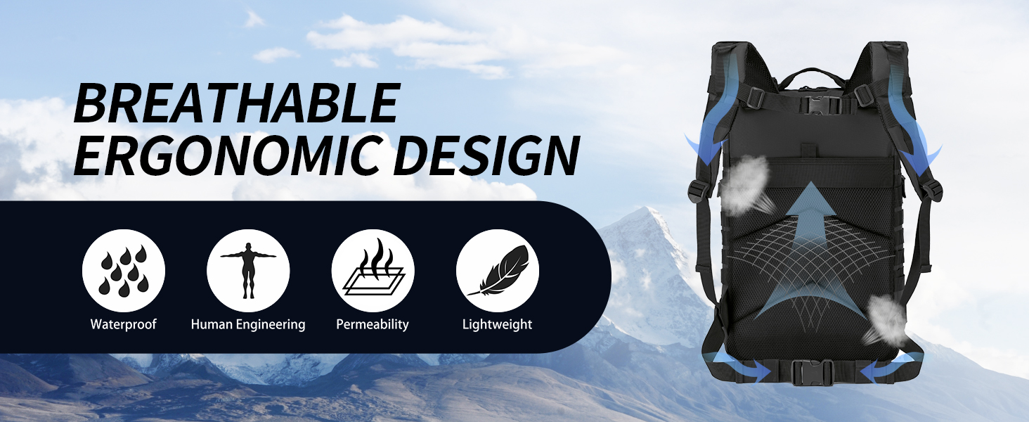 KSIBNW Military Backpack 50L Tactical, Large Capacity Survival Waterproof Climbing Hiking Trekking Backpack Travel 3 Days Outdoor Men's For Travel