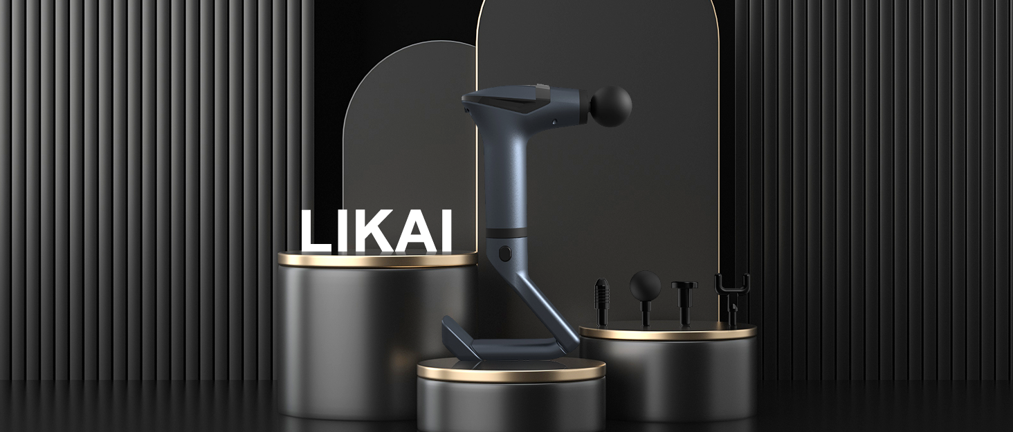 Масажер для м'язів Likai: пістолет для масажу з 12 швидкостями, LCD-дисплеєм та 4 насадками для тіла, спини та плечей (сірий)