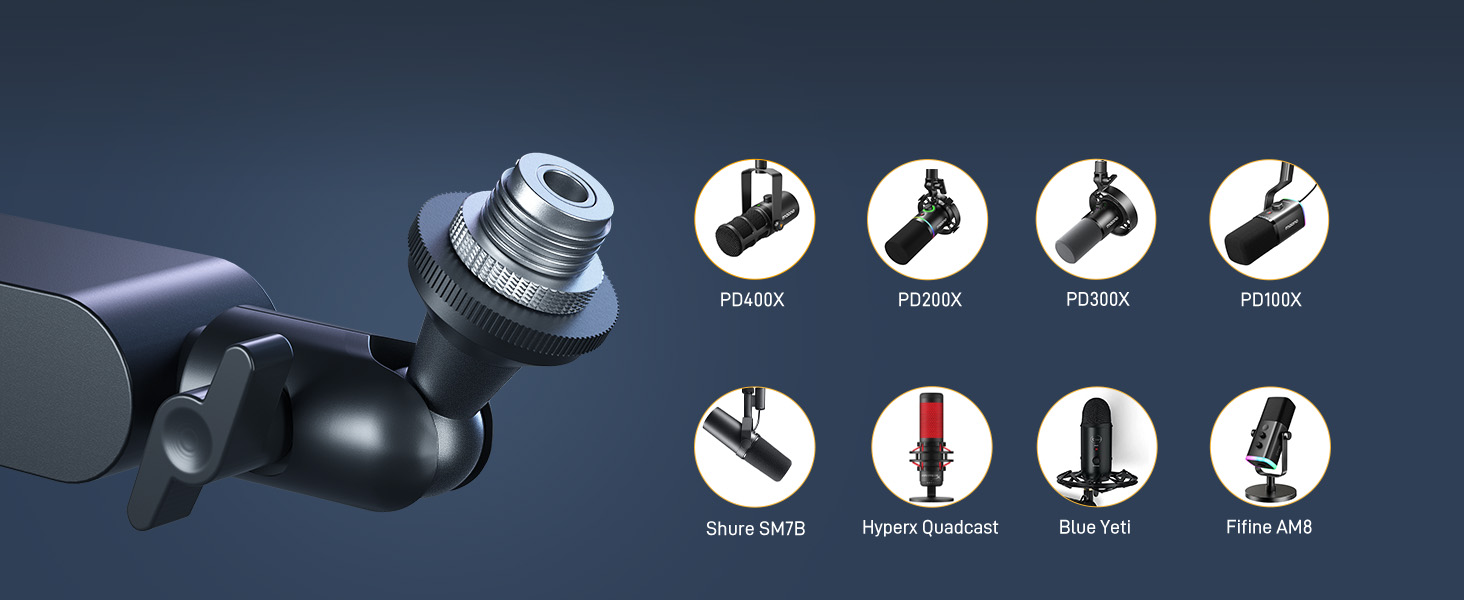 MAONO Тримач для мікрофона BA92 (Чорний) – низькопрофільний з кабелепроводом для чистого робочого місця