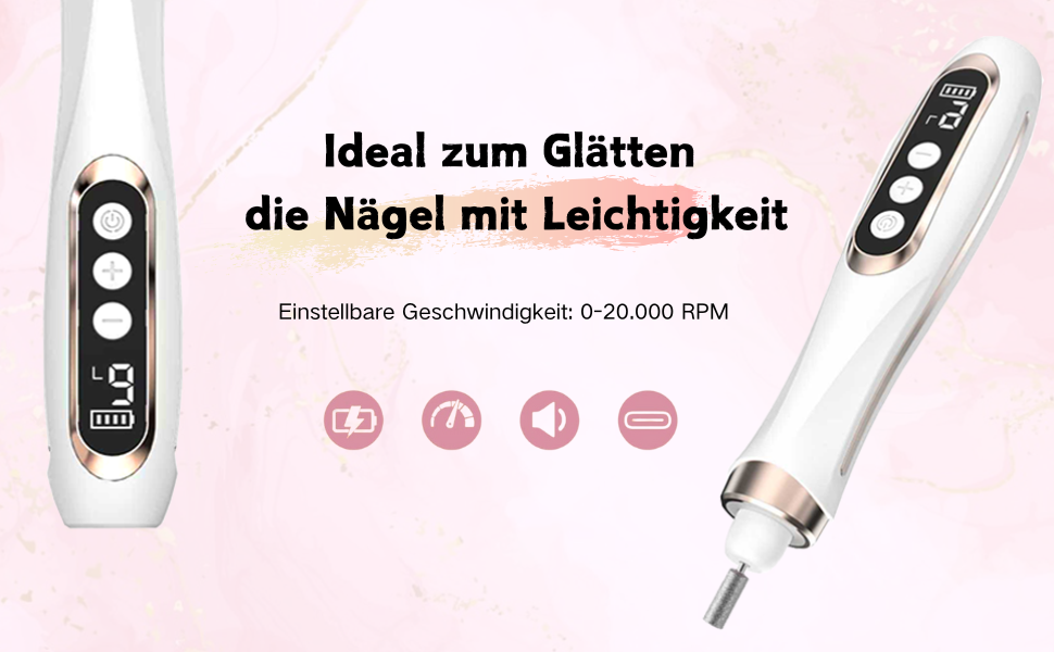 Електричний набір для манікюру та педикюру Nagelfräser 15 в 1, 20000 об/хв, рожевий