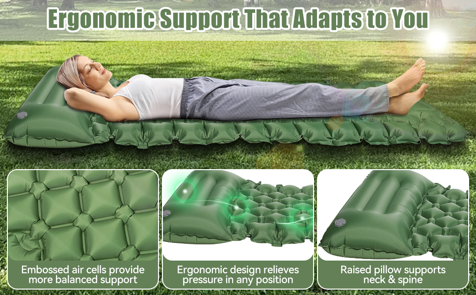 Isomatte самонадувна туристична, килимок для кемпінгу з помпою та подушкою, з'єднувана, водонепроникна, для відпочинку на природі