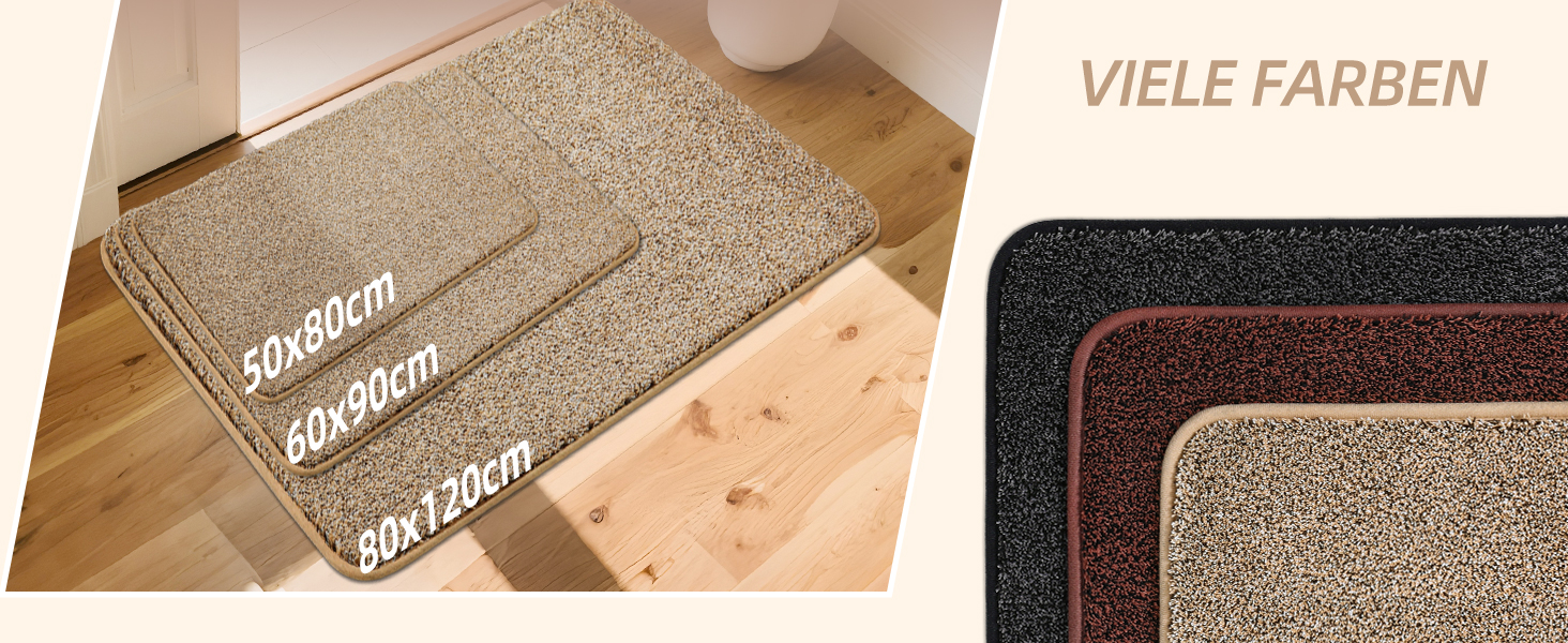 Килимок для входу COSY HOMEER бежевий 60x90 см, м'який, вологопоглинаючий, антиковзкий, для кухні, коридору, приміщення