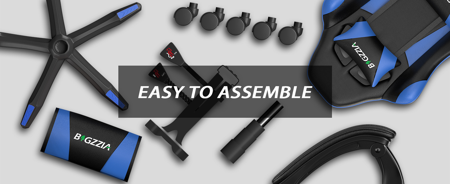 Ігрове крісло Bigzzia Ergonomic Gaming Stuhl з підставкою для ніг та функцією масажу, синій